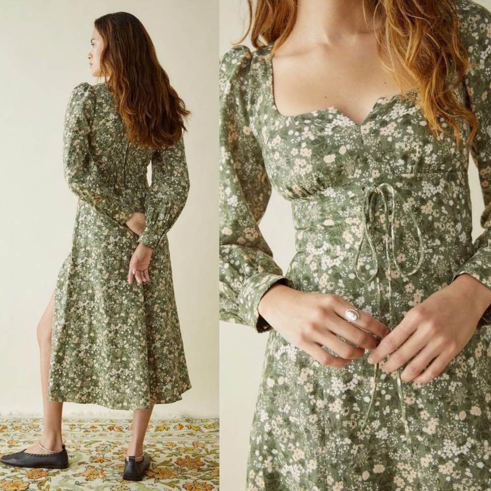 Rare REFORMATION Anton Linen Dress in Linseed Print